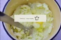 Add the eggs and flour to the mashed potatoes and ...