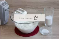 Add half of the usual and vanilla sugar to the cre...