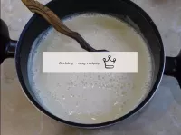 With constant stirring, add hot milk to the egg mi...