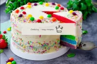 Rainbow cake with cream at home...