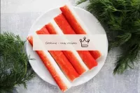 Defrost crab sticks at room temperature. ...