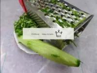 Peel off cucumbers, coarse grater. ...