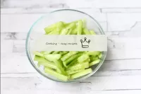 Cut the cucumber into strips. I advise you to cut ...