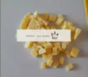 Cut the cheese into small cubes as well. Finely ch...