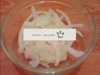 Marinate onions. To do this, add vinegar, sugar an...