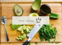 Rinse the cilantro greens, dry and chop. Avocado, ...