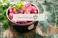 Herring salad with apples and candles rosolye...