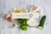 How to make squid salad with egg, cucumber and cor...