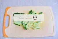 Fresh cucumber, also, cut into straws and put in t...