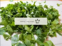 Finely chop parsley...