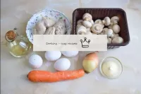 How to make chicken salad, mushrooms, onions? Prep...