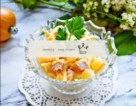 Salad with pineapple and chicken and cheese with g...