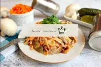 Salad gluttons with korean carrots and mushrooms a...