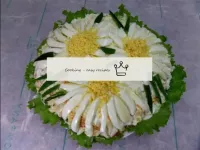 Decorate the salad with daisies, forming petals fr...