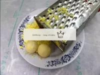 Grate the yolks on a coarse grater. ...