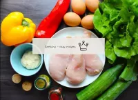 How to make a salad with fried chicken? Prepare th...