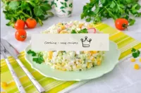 Cabbage salad with crab sticks and cucumber...