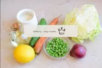 How to make a salad from cabbage, peas and cucumbe...