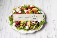 Mettez des feuilles de salade sur l'assiette. Répa...