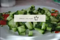 cut fresh cucumbers, but pickled ones will also wo...