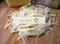 Take hard cheese. It can be grated and thinly chop...