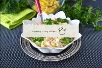 Salad with beijing cabbage crab sticks and corn...