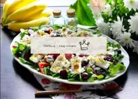 Salad with cottage cheese grapes and soft cheese...