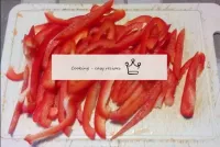 Cut the core with seeds from bell peppers, cut int...