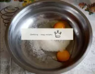 In a bowl, combine egg, sugar, yolk. ...