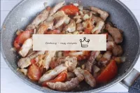 Cover the pan with a lid and simmer the pork and t...