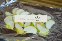 We cut apples into plates and put half on foil - t...