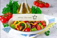 Warm salad with eggplant bell peppers and tomatoes...