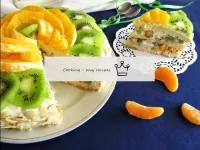 Pastel de galletas con frutas...