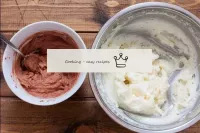 Divide the curd mass into two parts and add the co...