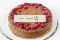 Decorate the finished waffle cake with boiled cond...