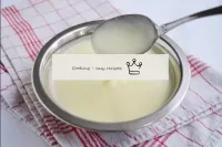 Cream. Let's prepare a custard base. Add half the ...