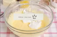 So, stir proteins into the whipped yolks using a h...