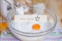 Add yolks to whipped proteins one at a time. ...