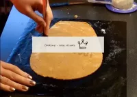 Knead the dough on the cake. Roll part of the doug...