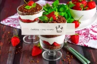 Trifl dessert in strawberry cups...