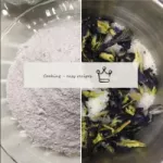 クリトリアの花（青茶）砂糖、バニラシュガー、粉末に粉砕機で挽く。完成したクリトリアパウダー（アンチャ...