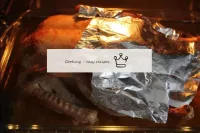 Leave the duck in the oven until evenly covered wi...