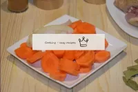 Cut carrots into rings, onions in half rings. ...