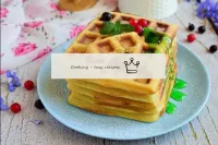 The finished waffles are delicious, fragrant and t...