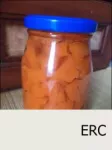 The jar is closed and cooled. Pickled pumpkin is s...