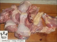 Gut the chicken, rinse and slice into portions. ...