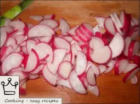 Radishes also cut into thin slices. ...