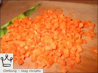 Then cut the carrots similarly to the onions. ...