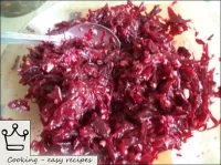 Peel the boiled beets, grate on a coarse grater, a...
