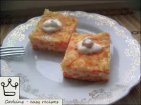 Then cut the carrot casserole into portions and se...